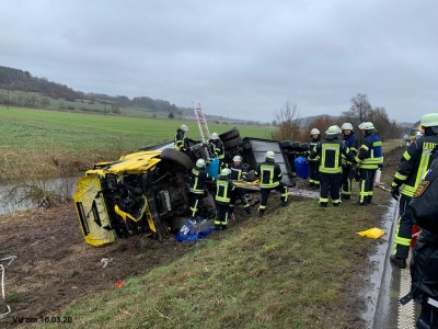 LKW kommt von der Straße ab